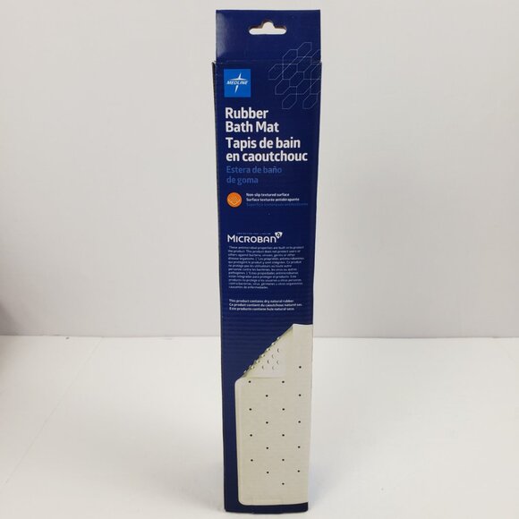 Medline Rubber Bath Mat 13x29 Off White Microban Non Slip - Picture 3 of 6